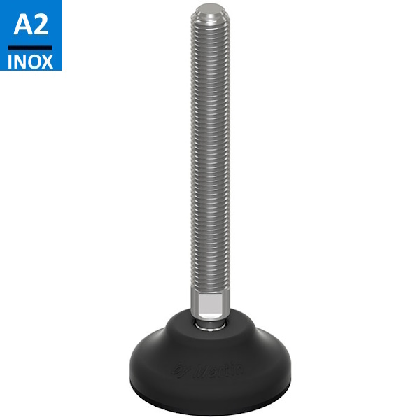 Martin Piede INOX A2 Base Plastica Snodato 30° Antiscivolo D.MM 65 M16/M20 - MARTIN